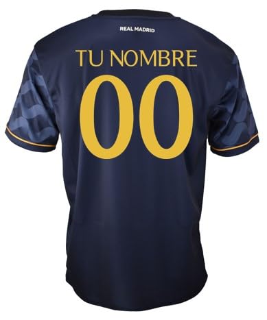 Real Madrid Conjunto Camiseta y Pantalón Personalizado de la Segunda Equipación Temporada 2023/2024 - Réplica Oficial Autorizada con Licencia - Niño (6 Años)