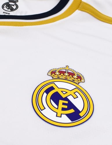 Real Madrid Conjunto Niño Camiseta y Pantalón Primera Equipación de la Temporada 2023-2024 - Bellingham 5 - Replica Oficial con Licencia Oficial - Niño (10 Años)