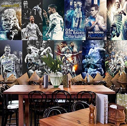 Real Madrid Football Team C Ronaldo Football Theme Mural 3D Photo WallPaper Club Training Camp Papel de pared de decoración industrial 3D-350cmx256cm (137.8x100.8inch)