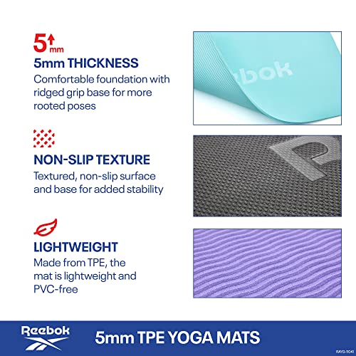 Reebok Esterilla de Yoga-5mm-Púrpura, Unisex-Adult, Púrpura