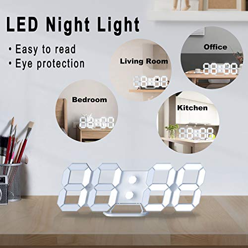 Reloj de escritorio digital LED, relojes de pared de mesa Reloj despertador de escritorio ajustable de brillo de 9.7 ""para la sala de estar de la casa de la oficina (control remoto no incluido)