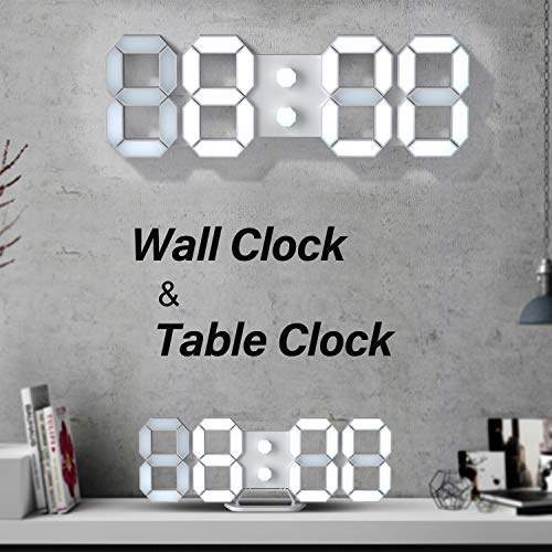 Reloj de escritorio digital LED, relojes de pared de mesa Reloj despertador de escritorio ajustable de brillo de 9.7 ""para la sala de estar de la casa de la oficina (control remoto no incluido)