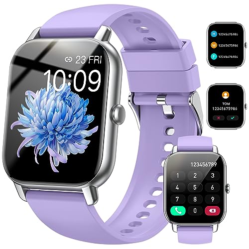 Reloj Inteligente Hombre Mujer, 1.85" Smartwatch con Llamadas Bluetooth, Smart Watch Pulsómetro/Monitor de Sueño/Podómetro, 110+ Modos Deportivos Impermeable IP68 Pulsera Actividad Lavanda Púrpura
