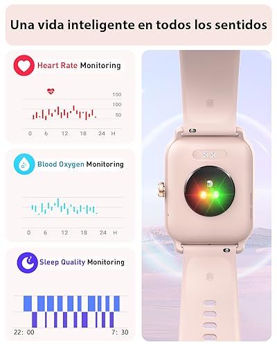 Reloj Inteligente Mujer Hombre con Voz de Alexa y Llamadas, 1.8" Smartwatch con Oxímetro/Pulsómetro/Monitor Sueño/Podómetro, 100 Modos Deportivos, Impermeable IP68 Regalo Mujer Hombre para Android iOS