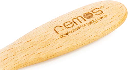 REMOS - Cepillo neumático para el pelo estrecho con púas de madera de haya