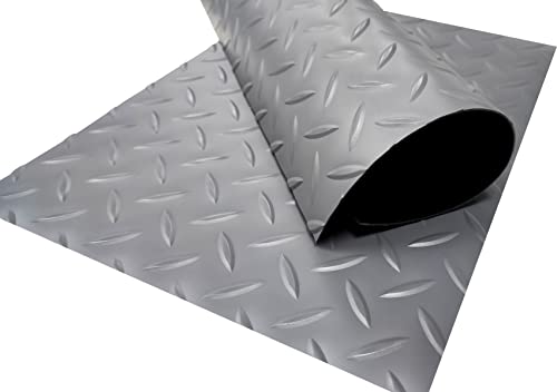 Revestimiento de Caucho Antideslizante | Suelo de Goma PVC Gris 1mm Diseño Estrias (100 x 100 cm)