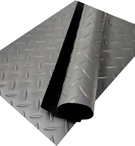Revestimiento de Caucho Antideslizante | Suelo de Goma PVC Gris 1mm Diseño Estrias (100 x 150 cm)