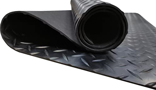 Revestimiento de Caucho Antideslizante| Suelo de Goma PVC Negro 3mm Diseño Estrias (100_x_150 CM)