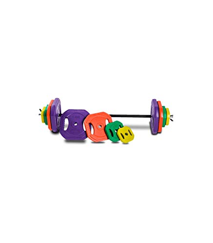 Riscko Set de pesas Barra Pump con Barra y Discos de Colores para Entrenar en Casa, Pesas y Mancuernas Profesionales para Gimnasio con Discos (20 kilos)