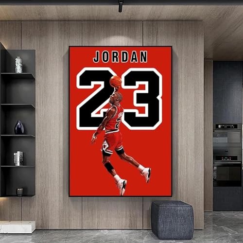ROBAUN Lienzo de pared de JUNIAN, impresiones abstractas de Jordan 23 Bulls Flyer Michael Jordan y James, póster impreso para habitación de niño para sala de estar, 55 x 75 cm, sin marco