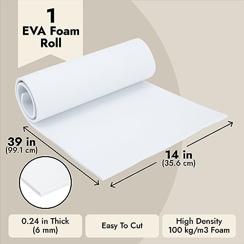Rollo de espuma blanca EVA, para cosplay, disfraces, manualidades y projectos de bricolaje, 6mm, 35 cm x 99 cm