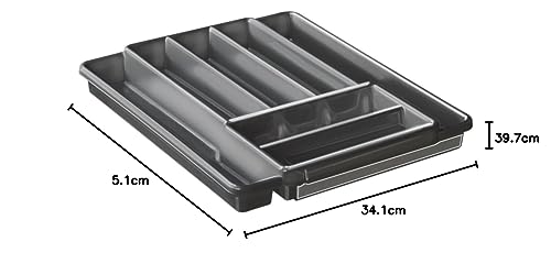 Rotho Domino Cubertero con 7 compartimentos, Plástico (PP) sin BPA, antracita, (39.7 x 34.1 x 5.1 cm)
