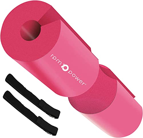 RPM Power Almohadilla para pesas – Almohadillas de empuje resistentes para levantamiento de pesas, sentadillas y cadera con protección de espuma acolchada para barra con peso (rosa)