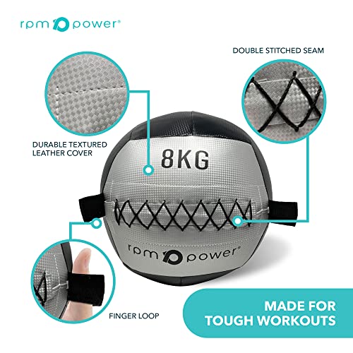 RPM Power Balón medicinal suave para entrenamiento de cuerpo completo y ejercicios de fuerza (2-10 kg) (8 kg - plateado)