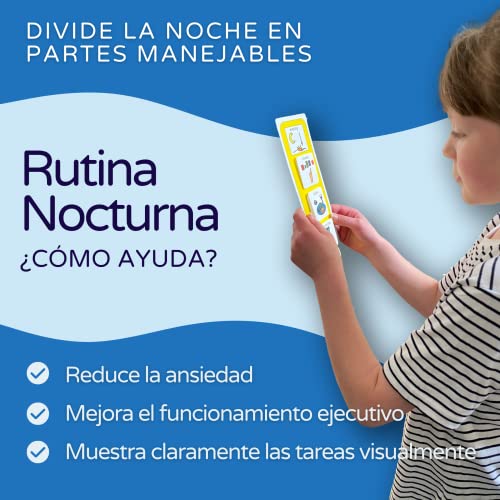 Rutina Nocturna – Panel Rutinas para una Noche Tranquila - Juguetes Autismo – CAA - Regalos Niños - 12 x Pictogramas Rutinas Niños Español