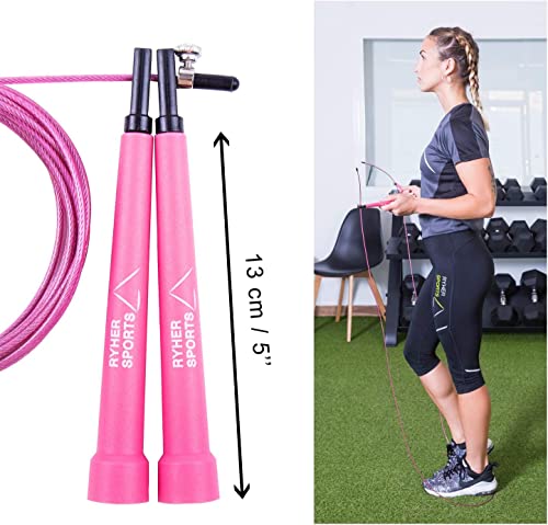 Ryher Cuerda para Saltar Kit - Comba Crossfit, Fitness y Ejercicio (Rosa)