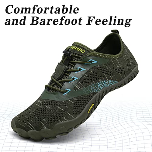 SAGUARO Zapatillas unisex de Trail Running Minimalistas de Deporte Fitness Gimnasio Caminar Zapatos Descalzos para Correr en Montaña Asfalto Escarpines de Agua, Verde, 41 EU