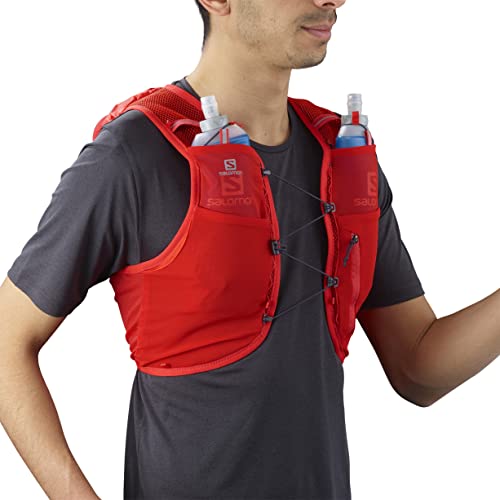Salomon Adv Hydra Vest 8 Chaleco para correr con Flask incluido Unisex, Comodidad y estabilidad, Rápido acceso a la hidratación, Simplicidad, Fiery Red, S