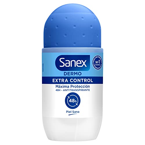 Sanex Dermo Extra Control Desodorante Roll-On, Pack 6 Uds x 50 ml, Desodorante Antitranspirante, hasta 48H de Protección Contra el Sudor y el Olor, Restaura el pH Natural de la Piel