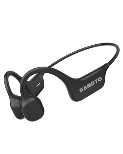 SANOTO Auriculares Conduccion Osea Open Ear Auriculares Bluetooth 5.0 Inalambricos IPX7 Impermeables y Resistentes al Sudor Auriculares Deportivos Adecuados para Correr Fitness