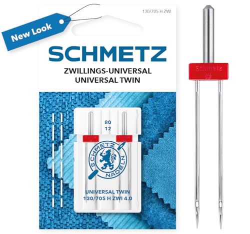 SCHMETZ - Aguja para máquina de coser |2 Aguja Gemela Universal 4,0/80 | 130/705 H ZWI NE 4,0 | Para pespuntes decorativos y nervuras