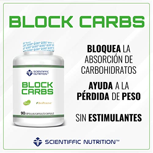 Scientiffic Nutrition - Block Carbs, Ayuda a la Pérdida de Peso y a la Mejora Física, con Bioperine y Fabenol, Potente Bloqueador de Hidratos de Carbono - 90 Cápsulas