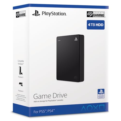 Seagate Game Drive para consolas PlayStation, 4 TB, Unidad de disco duro externa, USB 3.2 Gen1, con licencia oficial (STLL4000200)
