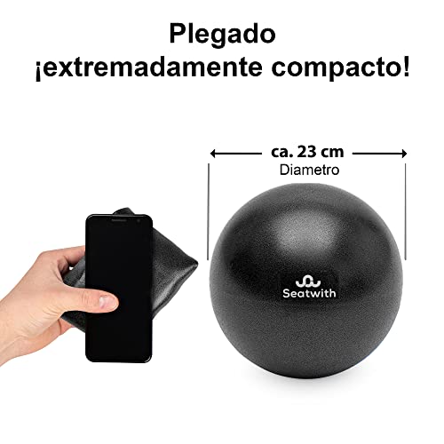 Seatwith Pelota Pilates Pequeña de 23 cm - Bola de Ejercicios con Bolsa de Viaje + PDF de Instrucciones - para Principiantes y Expertos - Mini Pelota Pilates, Softball Pilates pequeña