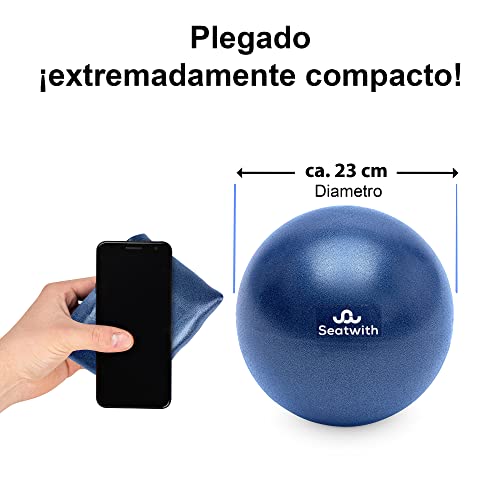 Seatwith Pelota Pilates Pequeña de 23 cm - Bola de Ejercicios con Bolsa de Viaje + PDF de Instrucciones - para Principiantes y Expertos - Mini Pelota Pilates, Softball Pilates pequeña