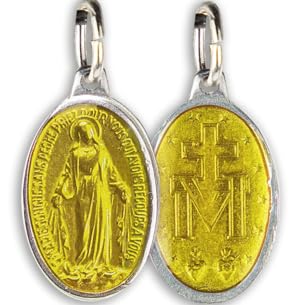 Seral - Juego de 9 medallas de la Virgen Milagrosa, aluminio, forma ovalada y correo electrónico. Totalmente producido en Lourdes. 100% fabricado en pesados