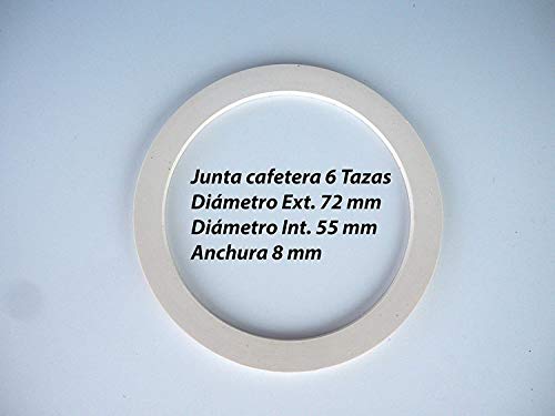 SF SANFOR 6 Sanfor Junta Goma Plana para Cafetera Italiana 6 Tazas Paquete 4 Unidades | Caucho | Blanco | 7,2 x 5,5 x 0,1 cm