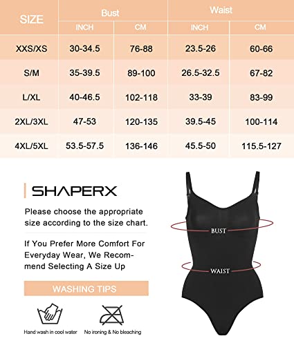 SHAPERX Body Moldeador Mujer Shapewear Fajas Reductoras Control de Abdomen Bodysuit lnvisible Posparto, UK-SZ5215-Black-S/M