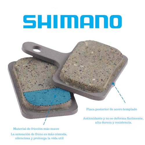 Shimano 2 Pares de Pastillas de Freno de Resina Shimano B05S-RX compatibleas con MT200, M355, M416, M445, M446, M447, M465, M475, M485, M486, M525, M575, M675, TX805, C501, T615, etc