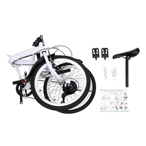 Shiyinge Bicicleta plegable de 20 pulgadas, 7 velocidades, plegable, para adultos, plegable, ajustable, unisex, adecuada para camping, deportes al aire libre, ciclismo, desplazamientos, color blanco