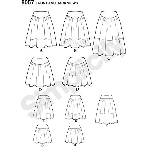 Simplicity 8057h5 para Faldas Sencillo en Tres Longitudes de patrón de Costura, Papel