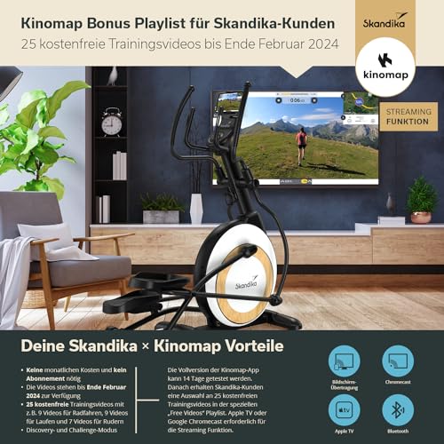 Skandika Crosstrainer Carbon P26-S | Bicicleta elíptica con inclinación para Uso doméstico, Sistema de Masa de inercia de 26 kg, hasta 150 kg, 32 Niveles de Resistencia, Sistema de Doble raíl