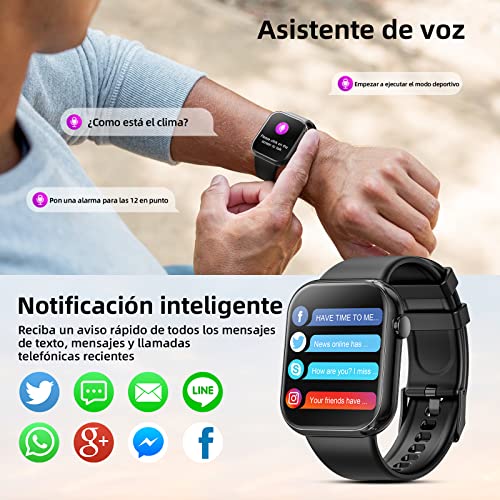 Smartwatch,1.83" Reloj Inteligente Hombre Mujer Hacer y Contestar Llamada,Pulsera Fitness Actividad con Monitor de La Frecuencia Cardiaca Oxígeno en Sangre Monitor,Smart Watch para Android iOS