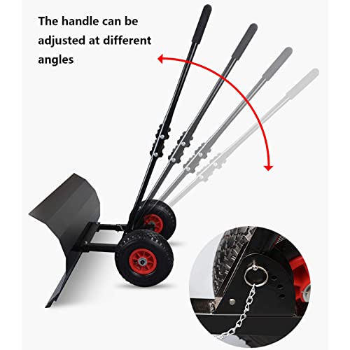 Snow Shovel Heavy-Duty Dual-Pole Snow Shovel with Wheels Adjustable Handle Working Width 74CM Suitable for Clearing Snow on Driveway or Road Surface（2 PCS）