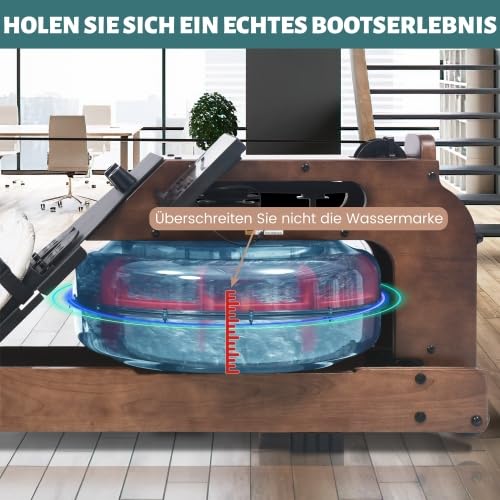 SogesHome Máquina de remo plegable de resistencia al agua con aplicación Kinomap, remo para interiores
