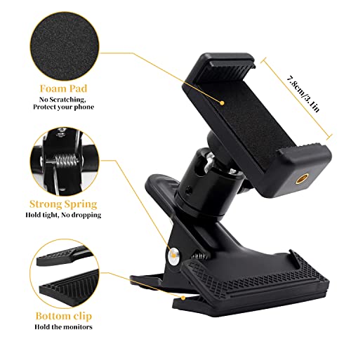 Soporte de teléfono para monitor de máquina de remo Concept 2, soporte giratorio ajustable para smartphone, compatible con monitores PM 2/3/4/5 de RowErgs, SkiErg y BikeErg (Concept 2 Rower) - Negro