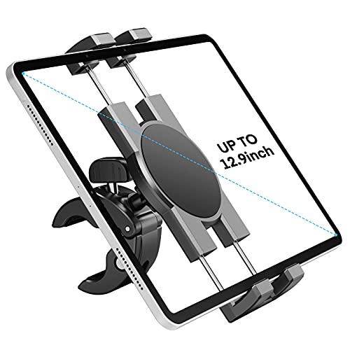 Soporte para tableta Spin Bike, soporte para iPad para teléfono, soporte para manillar de bicicleta estática, cinta de correr, soporte para micrófono, apto para iPad Pro, Air, Mini, Galaxy Tab 4,7-13"