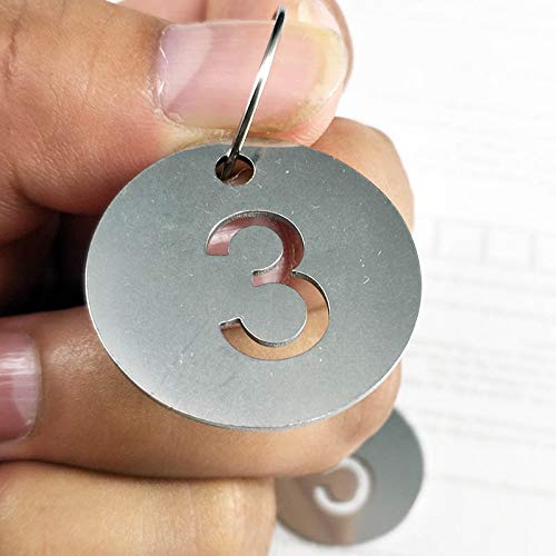 Sourcemall - Etiquetas numeradas redondas con llavero de acero inoxidable (1-25)