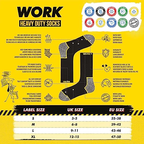 SOXCO WORK Socks 10 Pares Calcetines de Trabajo Hombre, 43-46