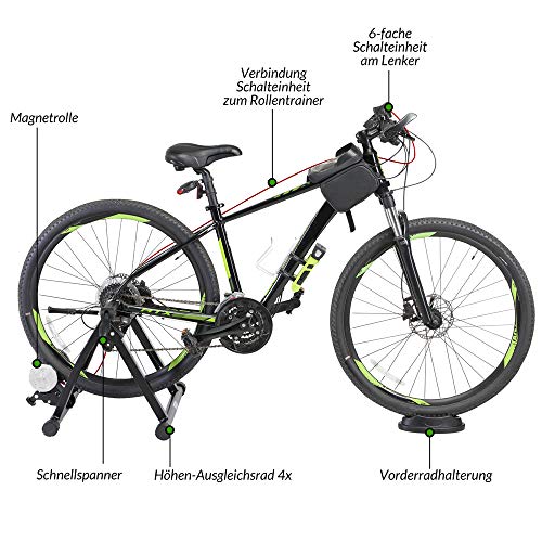 SPORTANA® Rodillo Bicicleta Plegable 26' y 28' Magnético 6 Niveles máx 150Kg Entrenamiento Ciclismo Interior