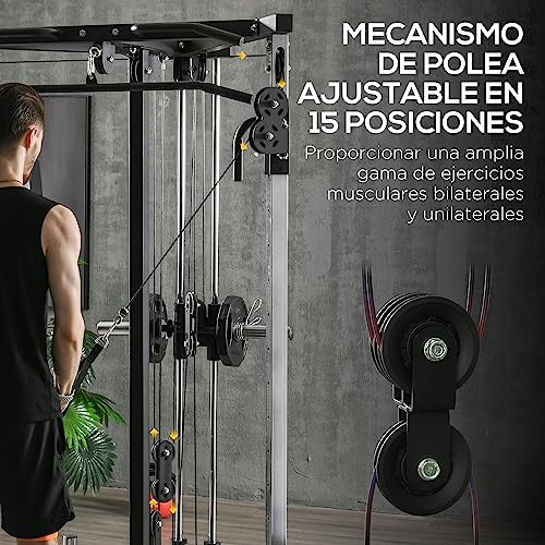 SPORTNOW Máquina de Multiestación Musculación Entrenamiento para Hombro Brazos Placas de Peso de 100 kg Carga MAX. 120 kg para Fitness Gimnasio en Casa 170x139x200 cm Negro