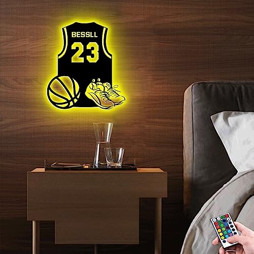 SSRUI - Letrero de neón personalizado de baloncesto con LED para decoración de pared, alimentado por USB con interruptor regulable, para dormitorio, decoración deportiva, fiesta, bar, regalo de
