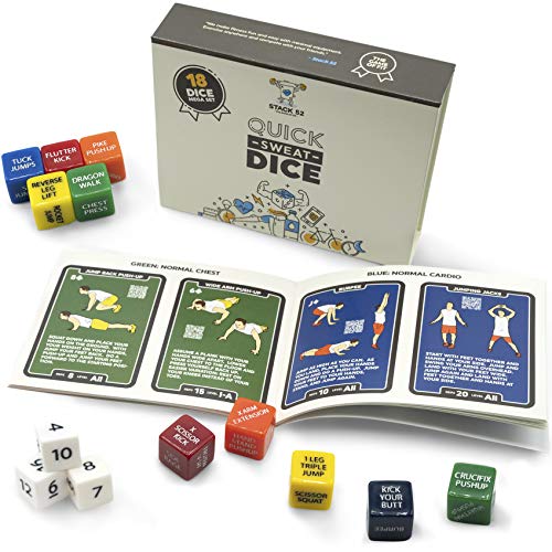 Stack 52 Quick Sweat Fitness Dice. Bodyweight Exercise Workout Game. Designed by a Military Fitness Expert. Video Instructions Included. No Equipment Needed. Burn Fat Build Muscle.