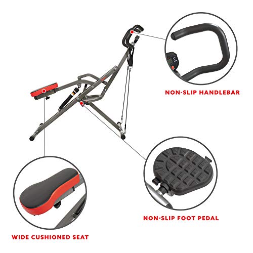 Sunny Health and Fitness Row-N-Ride™ Pro SF-A020052 - Máquina de Remo con Monitor Digital y Bandas de Resistencia, Asistencia para Sentadillas para Equipo de Entrenamiento de glúteos para el hogar,