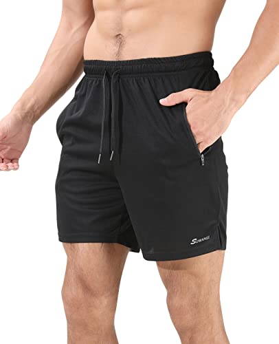 Suwangi Shorts Deportivos Hombre Pantalones Cortos Short Gimnasio Jogging Secado Rápido de Malla con Bolsillos de Cremallera