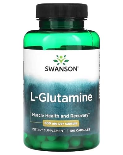 Swanson L-Glutamina 500mg - Suplemento para Recuperación Muscular y Salud Intestinal - 100 Cápsulas